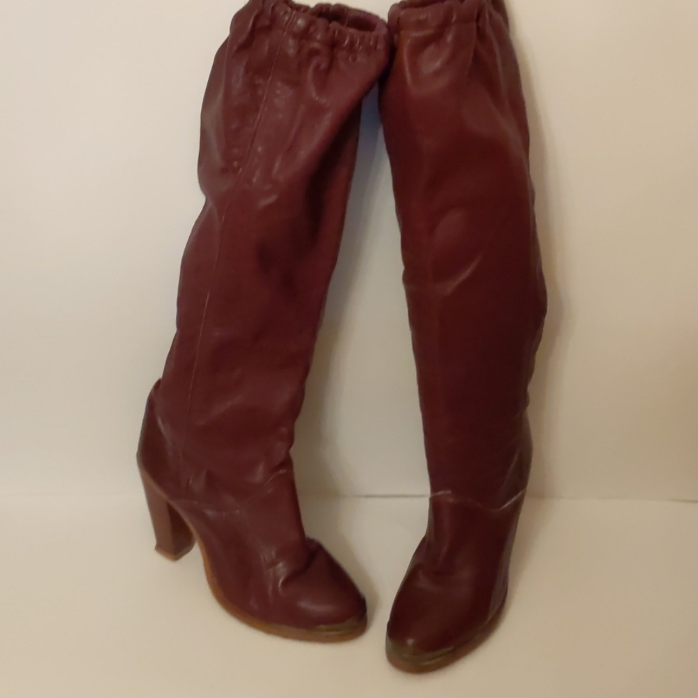 Zodiac USA brown leather boots w heels-sz 5 1/2M